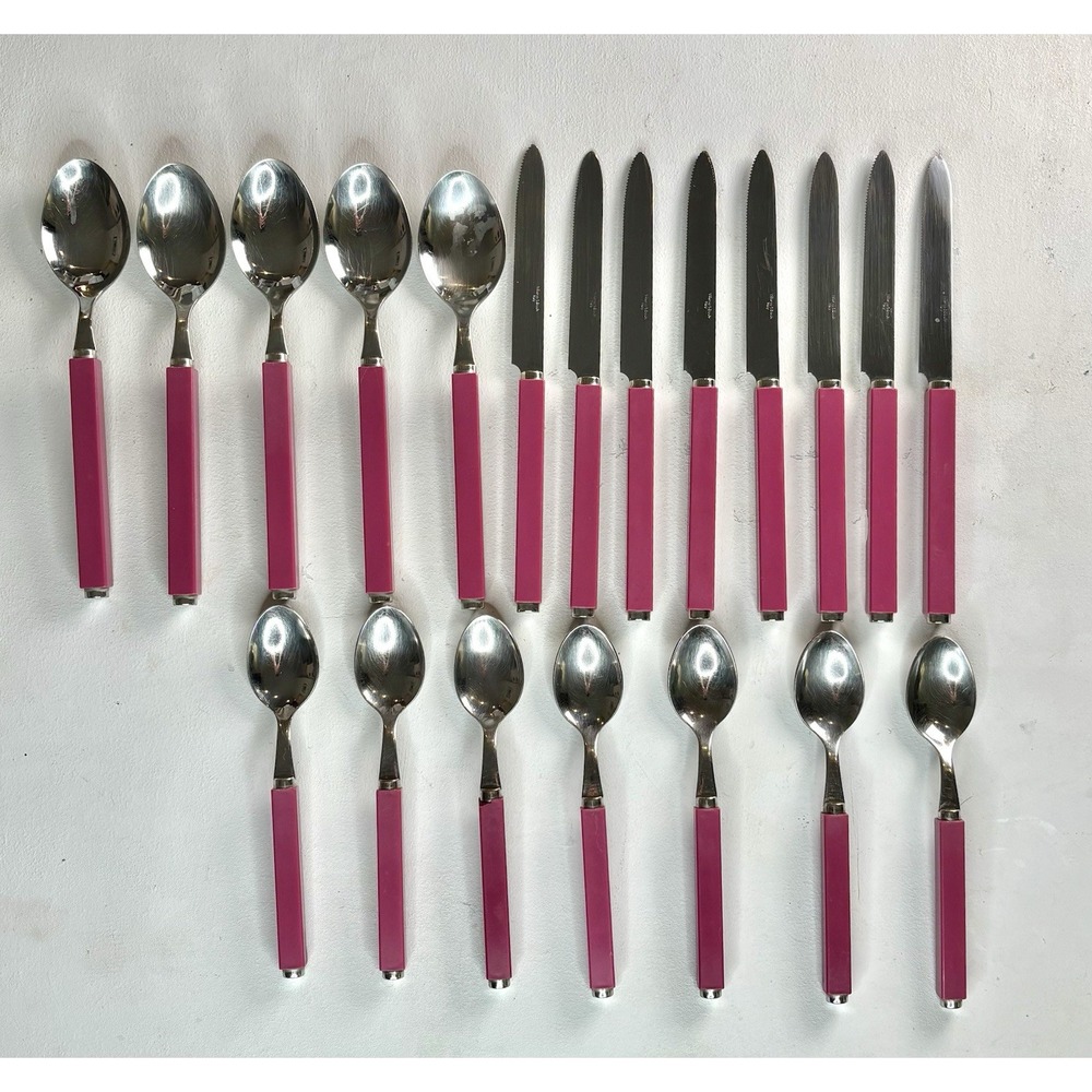 Villeroy & Boch Flatware Set 20pc Pink Good Italy Stainless Steel Resin